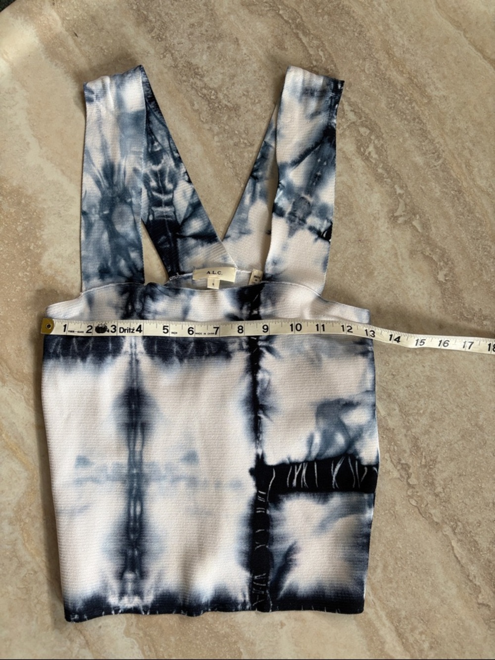 A.L.C. Blue Tie Dye Crop Top Sleeveless Square Neck Fitted Tank Small - Picture 4 of 4